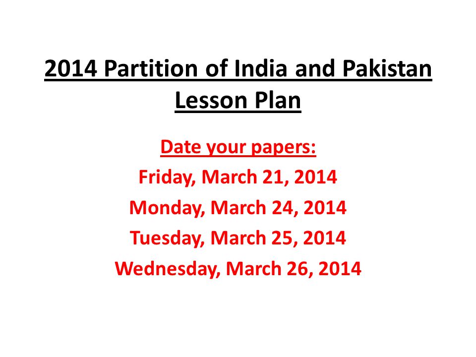 Partition of india and pakistan essay